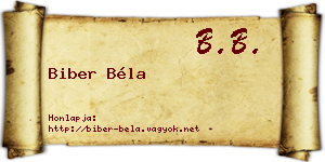 Biber Béla névjegykártya